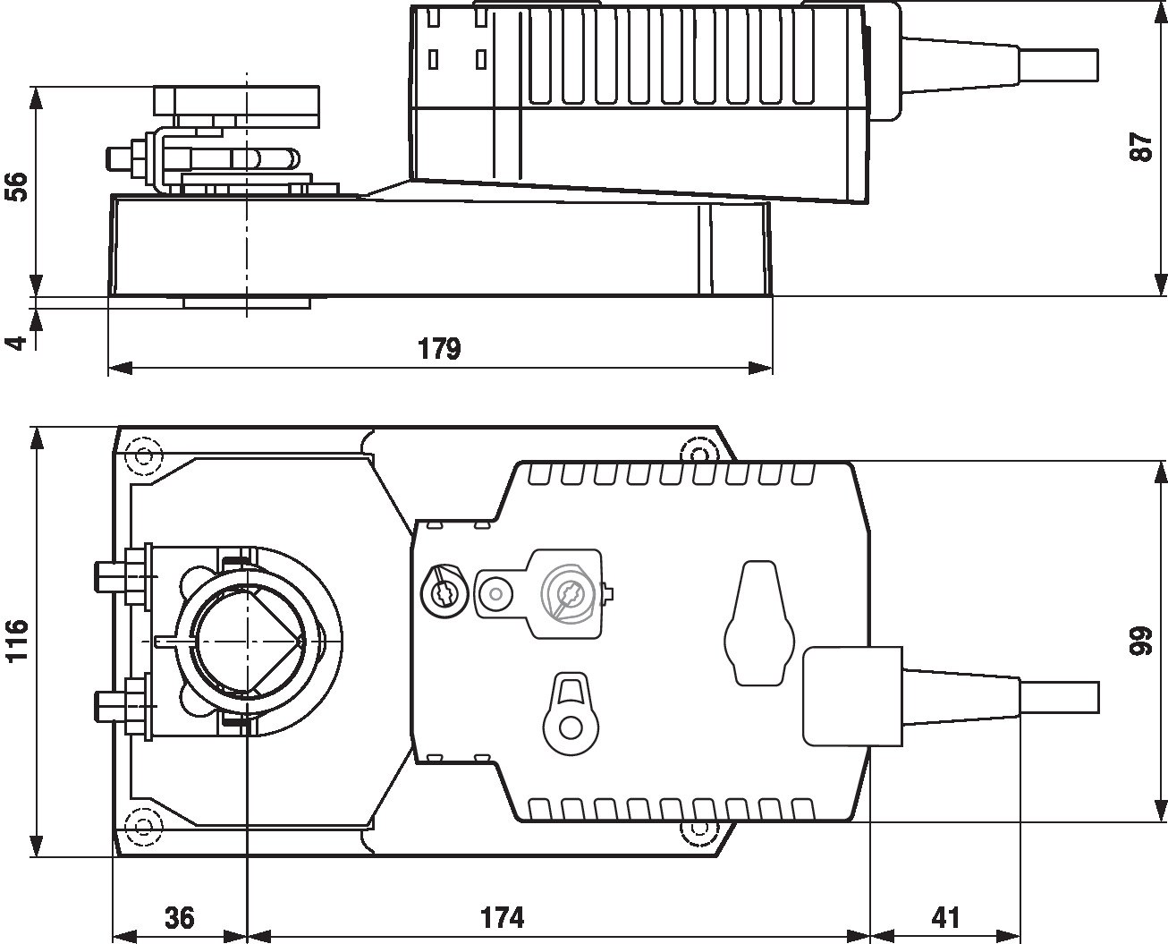 Габаритный чертёж Belimo GK24A-SZ